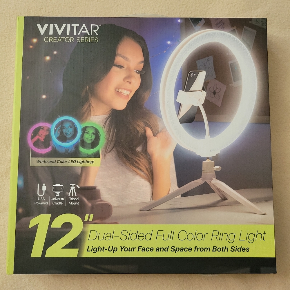 🚨FINAL DROP🚨Vivitar 12-Inch Dual-Sided Full Color Ring Light with Tripod
